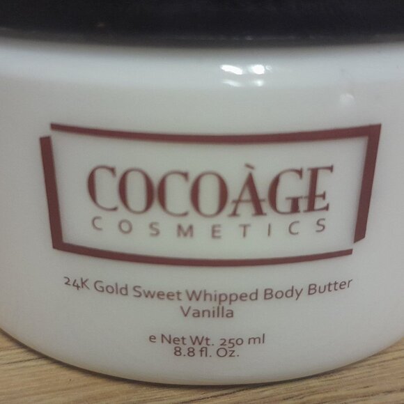 COCOAGE 24K GOLD SWEET WHIPPED BODY BUTTER-VANILLA-8.8 fl oz / 250 ml-NEW-SEALED - Picture 4 of 8